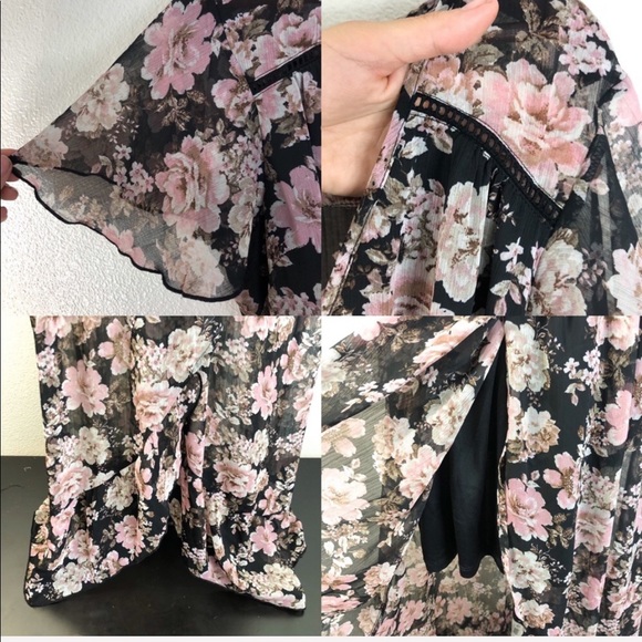 Band of Gypsies Pink Floral Boho Maxi Dress - Picture 7 of 9